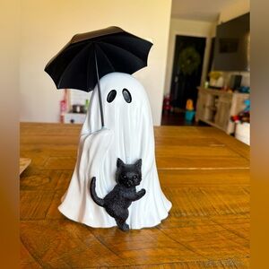 Ghost Holding Umbrella and Cat Halloween 2025 New